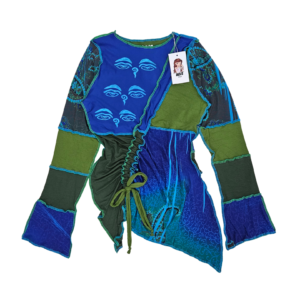 Blusa manga longa olho indu verde e azul tamanho (P)